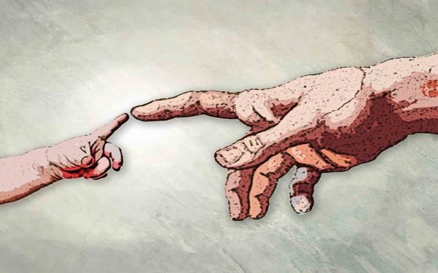 Baby touching God.Priests for Life [2]